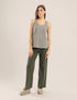 Tank top in ribbed tricot with round neckline and sleeveless
